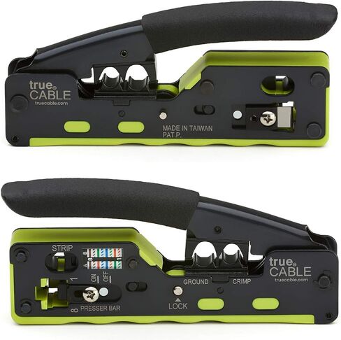 أداة تجعيد TrueCABLE الكل في واحد من خلال RJ45، تعمل مع موصلات Cat5e وCat6 وCat6A Ethernet RJ45، ومقابس معيارية محمية وغير محمية، وأداة تجعيد Ethernet، ومكشكش RJ45 in Kuwait