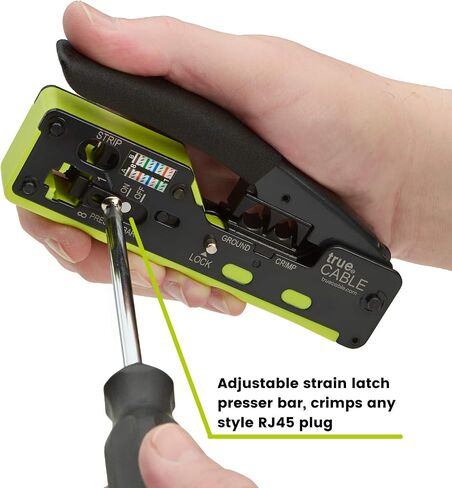 أداة تجعيد TrueCABLE الكل في واحد من خلال RJ45، تعمل مع موصلات Cat5e وCat6 وCat6A Ethernet RJ45، ومقابس معيارية محمية وغير محمية، وأداة تجعيد Ethernet، ومكشكش RJ45 in Kuwait