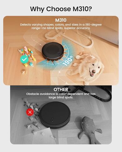 Lefant M310 Robot Vacuum Cleaner-4500Pa Suction, PreciSense Obstacle Avoidance, Brushless Motor, Quite, Slim, 160Mins, Self-Charging Robotic Vacuum, App/Wi-Fi/Alexa, Ideal for Pet Hair Hard Floor in Kuwait