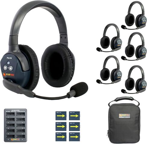 EARTEC Ultralite PRO16 ETP6D نظام اتصال داخلي لاسلكي مزدوج كامل المدى - 6 سماعات أذن مزدوجة، نطاق يصل إلى 1/2 ميل، 2.4 جيجا هرتز، شركة أمريكية in Kuwait