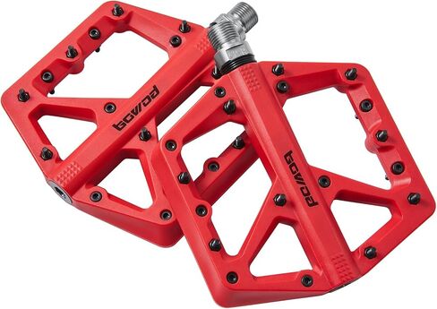 Wide Mountain Bike Pedals Flat MTB Pedals Clipless, Citycross Pedals BMX Race Pedals, Non Slip Bicycle Pedals w 18Pin, Nylon Fiber Plastic Platform Cycling Pedals for 9/16" Biking Pedals Purple in Kuwait