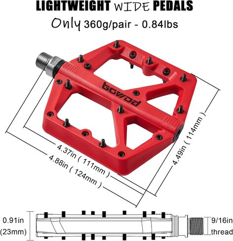 Wide Mountain Bike Pedals Flat MTB Pedals Clipless, Citycross Pedals BMX Race Pedals, Non Slip Bicycle Pedals w 18Pin, Nylon Fiber Plastic Platform Cycling Pedals for 9/16" Biking Pedals Purple in Kuwait