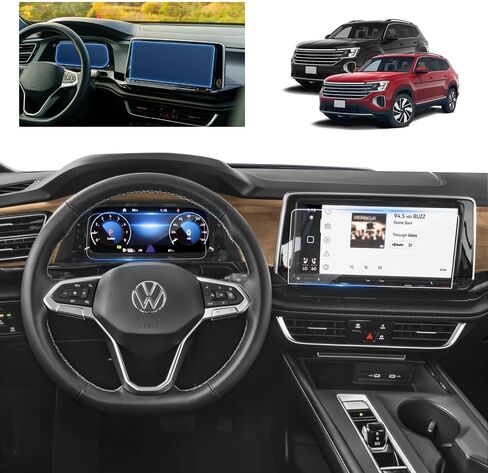 for 2024 Volkswagen Atlas Screen Protector for 2024 2025 VW Atlas/Atlas Cross Sport 12" Touchscreen & 10.3" Instrument Display Screen Tempered Glass Protective Film in Kuwait
