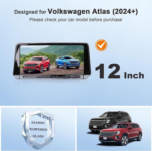 for 2024 Volkswagen Atlas Screen Protector for 2024 2025 VW Atlas/Atlas Cross Sport 12" Touchscreen & 10.3" Instrument Display Screen Tempered Glass Protective Film in Kuwait