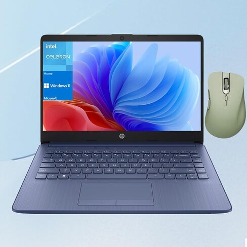 كمبيوتر محمول HP محمول 14 بوصة عالي الدقة، Intel Quad-Core N4120، ذاكرة وصول عشوائي 16 جيجابايت، 64 جيجابايت eMMC، سنة واحدة Office 365، كاميرا ويب، قارئ بطاقة SD، HDMI، Wi-Fi، Win 11 S، Thunderobot ML101 حزمة ماوس لاسلكية بيضاء in Saudi Arabia