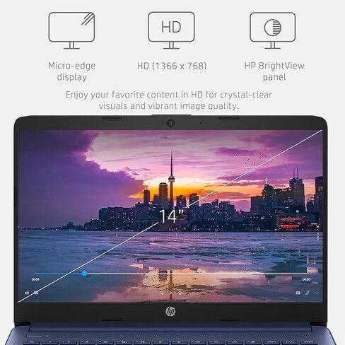 كمبيوتر محمول HP محمول 14 بوصة عالي الدقة، Intel Quad-Core N4120، ذاكرة وصول عشوائي 16 جيجابايت، 64 جيجابايت eMMC، سنة واحدة Office 365، كاميرا ويب، قارئ بطاقة SD، HDMI، Wi-Fi، Win 11 S، Thunderobot ML101 حزمة ماوس لاسلكية بيضاء in Saudi Arabia