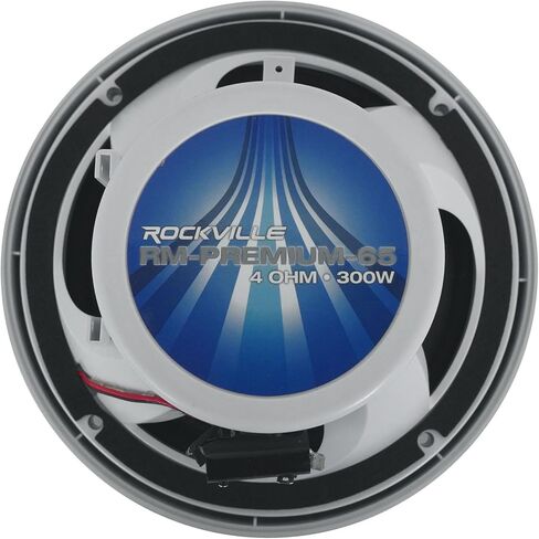 Rockville RM-PREMIUM-65 Black 6.5" 4-Ohm, Marine Boat Speakers Pair | 600W Peak, 150W RMS, 35Hz-20kHz, 93dB Sensitivity, True Coaxial Design, Weather-Resistant Grilles, Mounting Screws in Saudi Arabia