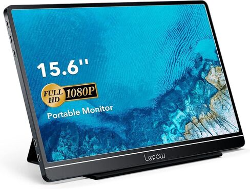 Lepow Portable Monitor 15.6 Inch 2024 C2 Series FHD 1080P USB C HDMI Computer Display IPS Screen with Dual Speakers for Laptop PC PS4 Xbox Phone with Foldable Kickstand, Midnight Black in Saudi Arabia