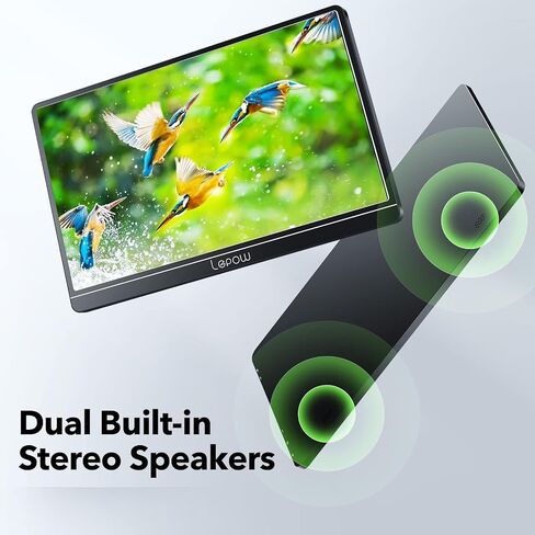 Lepow Portable Monitor 15.6 Inch 2024 C2 Series FHD 1080P USB C HDMI Computer Display IPS Screen with Dual Speakers for Laptop PC PS4 Xbox Phone with Foldable Kickstand, Midnight Black in Saudi Arabia