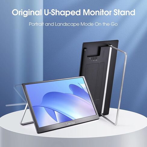 Lepow Portable Monitor 15.6 Inch 2024 C2 Series FHD 1080P USB C HDMI Computer Display IPS Screen with Dual Speakers for Laptop PC PS4 Xbox Phone with Foldable Kickstand, Midnight Black in Saudi Arabia