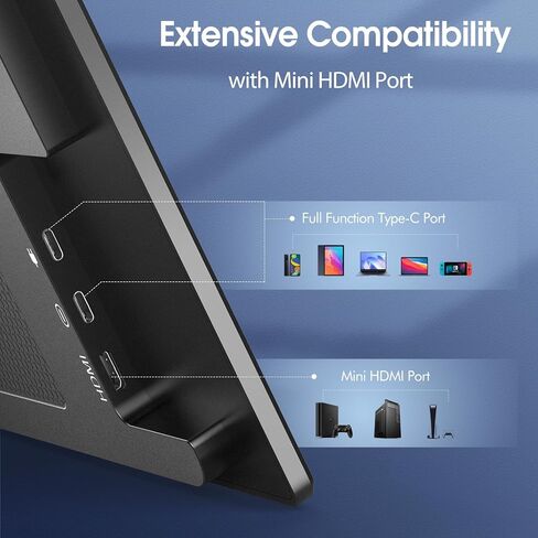 Lepow Portable Monitor 15.6 Inch 2024 C2 Series FHD 1080P USB C HDMI Computer Display IPS Screen with Dual Speakers for Laptop PC PS4 Xbox Phone with Foldable Kickstand, Midnight Black in Saudi Arabia