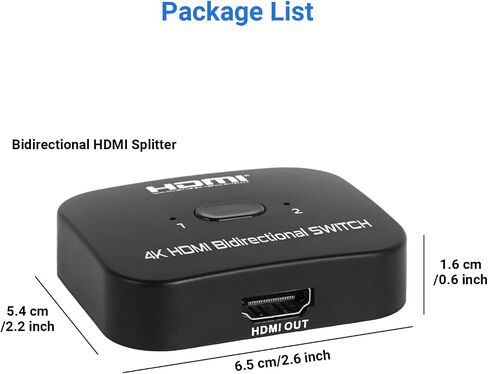 محول 4K HDMI 2.0، موزع HDMI ثنائي الاتجاه 2 في 1 خارج، يدعم 4K@60 هرتز 2K@120 هرتز لـ PS5، HDTV، Xbox، Fire Stick (4K60 هرتز) in Kuwait