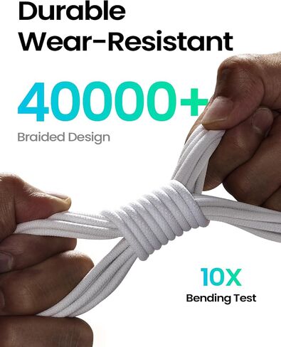 كابل LISEN 240 واط USB C إلى USB C سلك شحن سريع من النوع C، كابل شحن iPad لأجهزة iPad Pro/Air/Mini، iPhone 16/16 Pro/16 Plus/16 Pro Max، Google Pixel، Samsung Galaxy S24 Ultra، 6.6FT/White in Saudi Arabia