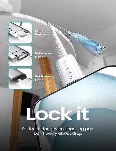 كابل LISEN 240 واط USB C إلى USB C سلك شحن سريع من النوع C، كابل شحن iPad لأجهزة iPad Pro/Air/Mini، iPhone 16/16 Pro/16 Plus/16 Pro Max، Google Pixel، Samsung Galaxy S24 Ultra، 6.6FT/White in Saudi Arabia