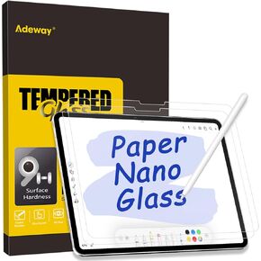 Adeway iPad Air 11 inch Screen Protector (2024 M2, 6th Gen), [Glass and Feel Like Paper]– for Notetaking and Drawing like on Paper, Anti Glare, Easy Installation, 2 Pack