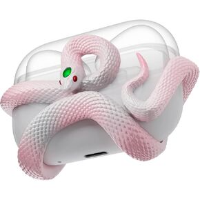 The Serpent Case Cover Compatible with AirPods Pro Case 2nd/1st Generation. HaloMyyth Distinctive Aesthetic, Gemstone Light-Up Head, Detail Sculpting, Case Compatible with AirPods Pro, Bone White