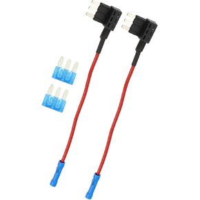 Motoforti 1 Set Universal 2pcs Car Fuse Tap Add a Circuit Adapter 12V with 2pcs 15A Micro3 ATL Blade Type Fuse Long-lasting