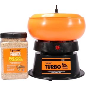 Lyman Case Cleaning Kit with 1200 Pro Tumbler and 2lbs of Corncob Media, Black, Orange (7631686)