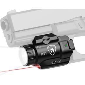 WARRIORLAND MB1 Compact Pistol Light, Fit for G17 /G19 /P365 /G3C /M&P 9 /Hellcat Pro/1911 and Other 60+ Models, 500 Lumens Universal Rail Mounted Tactical Weapon Light with Laser LED, Power Indicator