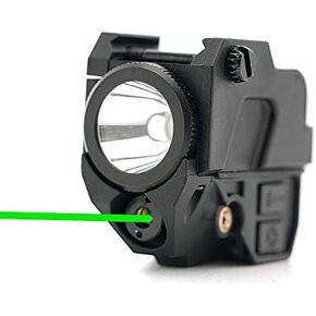 Iron JIA'S Rechargeable Weaponlight with Green Beam Compact Tactical Flashlight with Rail Mount 20mm for Most Handguns and Rifles on Picatinny Rails (Built-in Battery)