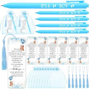 50 Sets Baby Shower Bookmark Favors Include 50 Pens Baby Shower Ballpoint Pen 50 Baby Shower Bookmarks and 50 Organza Bags Baby Shower Favors for Guests Prizes Girl Boy Gender Reveal
