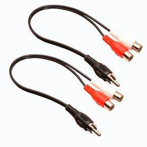 RCA 1 Male to 2 Female Audio Speaker Y Adapter Splitter Cable RCA (M) to 2 RCA (F) Stereo Audio Y Adapter Subwoofer Cable (2 Pack)
