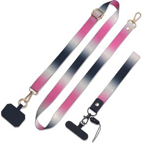 Stylish Phone Lanyard Wrist Strap, 4× Phone Patches, 2× Adjustable Neck Strap, 2× Wrist Strap,2X Spring O Rings