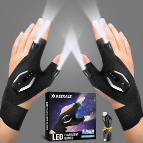 KEZKALS Stocking Stuffers for Adults Men Rechargeable Flashlight Gloves, Gifts for Men Dad Him, Christmas Gifts for Men, Dad Gifts for Men Who Have Everything, White Elephant Gifts for Adults Gadgets