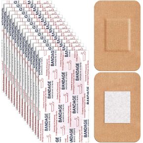 100 Pcs Large Adhesive Bandages 2 x 3 Inch Wound Care Supplies Fabric Adhesive Strip Patch Waterproof Fabric Flexible Bandage Wrap Gauze Pads for Skin Care and Protect Wounds