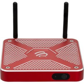 BuzzTV X5 SS Android 13 TV Box, 4GB DDR4 RAM, 128GB Storage, Scarlet Red Aluminum, Voice-Controlled Remote, Wireless AX, USB-C, Global Power Adapters