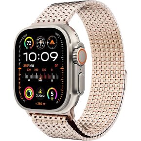 LULULOOK Band Compatible with Apple Watch 49/46/45/44/42/41/40/38mm, Stainless Steel Milanese Mesh Loop Magnetic Clasp iWatch Band for Apple Watch Ultra 2 Ultra Series 10 9 8 7 6 5 4 3 2 1 SE2 SE