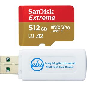 SanDisk 512GB Memory Card Extreme MicroSDXC UHS-I Card Up to 190MB/s C10 A2 Compatible with Samsung A-Series Phone Models (SDSQXAV-512G-GN6MN) Bundle with 1 Everything But Stromboli Micro Card Reader