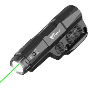 VOTATU M8L-G 3000 Lumens Light Laser Combo for Mlok/Picatinny, Strobe Function Flashlight and Green Laser Beam with Easy Touch Pad Switch, USB Magnetic Rechargeable Light for Rifle and Carbine