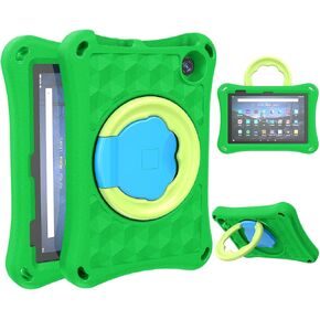 Amazon Fire 7 Tablet Case(12th Generation, 2022 Release),SHREBORN Lightweight Shockproof Fire 7 Kids Tablet Cover with Rotatable Folding Handle Stand Incompatible iPad Samsung Tablet-Pink