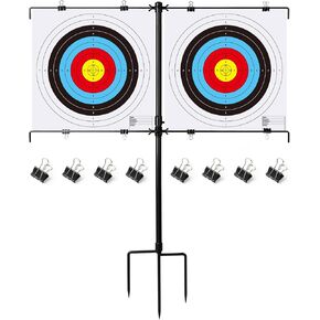 Adjustable Shooting Target Stand, Paper Target Stand with 8 Metal Clips for Outdoor, Suitable for Shooting Practice or Competition