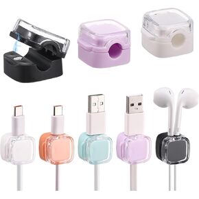 8 Pack Magnetic Cord Organizer Set, 2 White, 2 Black, 2 Purple, 1 Green, 1 Orange