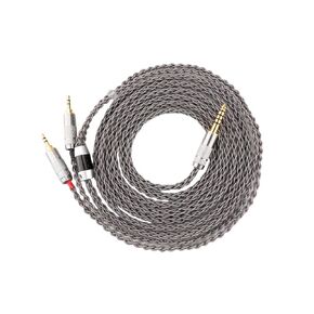 4.4mm to Dual 3.5mm / 2.5mm Male Cable Compatible for Hifiman HE4XX HE400S, HE-400i Headphones 8 Core Braided Silver Plated Replacement Audio Upgrade Cable 2M (4.4mm to Dual 2.5mm Male)