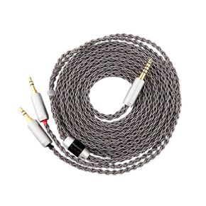 4.4mm to Dual 3.5mm / 2.5mm Male Cable Compatible for Hifiman HE4XX HE400S, HE-400i Headphones 8 Core Braided Silver Plated Replacement Audio Upgrade Cable 2M (4.4mm to Dual 2.5mm Male)