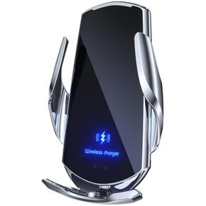 Wireless Car Mount Charger - Fast Wireless Car Charger Phone Case for iPhone, Android, and Qi-Enabled Devices - Auto Clamping & Rotating Car Phone Holder (Black)