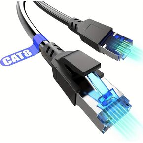 Cat 8 Ethernet Cable, 40Gbps Ultra-Fast Internet Cable, Gold Plated RJ45 Connector, LAN Cable & Network Cable Cord for Modem/Router/Gaming/Workstation/Home/Office