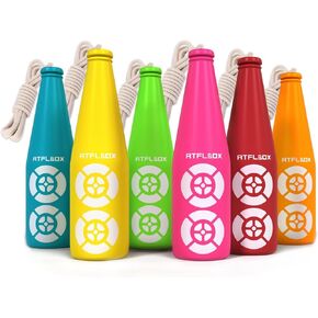 Atflbox 6 Pack Shatterproof Plastic Bottle Target for Backyard Shooting, Bright Colors with Hanging Rope for Target Practice, Ideal for Indoor and Outdoor Training