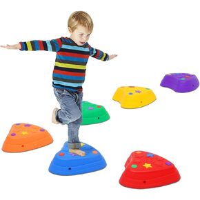 Stepping Stones for Kids 6pcs Anti-skidding Stepping Stones Set Balance Blocks Indoor & Outdoor Kids Fitness Equipment Promotes Balance Coordination & Strength