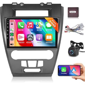 [8-Core 4G+64G] Car Radio for Ford Fusion Mondeo Mustang 2009-2012 with 1280 * 720 IPS Touch Screen Wireless CarPlay Android Auto DSP/46EQ Bluetooth 5.0 GPS WiFi/4G SWC Backup Camera