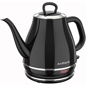 Electric Gooseneck Kettle, 1L 1500W Fast Boil, 100% Stainless Steel BPA Free Pour-Over Coffee & Tea Kettle, Water Boiler with Auto Shut & Boil-Dry Protection, Black