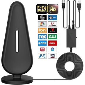 Digital Antenna for Smart tv, 2024 Upgraded Outdoor/Indoor HD Digital Portable TV Antenna with Signal Booster Long 580+ Miles Range Support All TV with 4K 1080p Antenna para TV-32.8ft Coaxial
