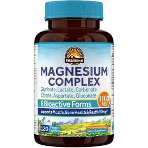 Vitalitown Magnesium Complex, Magnesium Glycinate, Malate, Taurate & Citrate, Chelated Forms, High Absorption, Bone, Heart, Muscle, Immune, Energy, Sleep & Digestion, Non-GMO