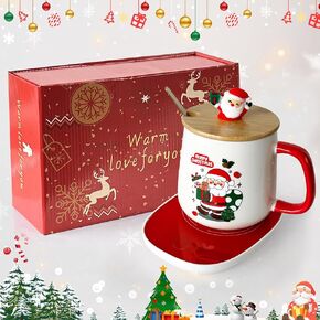 Christmas Coffee Warmer with Mug Set, Coffee Cup Warmer Coffee Mug Warmer with Auto Shut Off for Desk Home Office, Coffee Gifts Xmas Gifts for Coffee Lovers Mom Her Wife Girlfriend Daughter