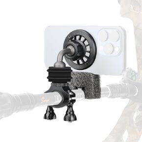 SUNYA Archery Bow Stabilizer Phone Mount. Strong Magnetic, Aluminum Alloy, with Damping System. Archery Phone Holder Compatible with Magsafe iPhone 15/14/13/12 or Other Phones. Flexible Viewing