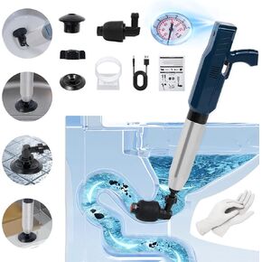 Electric Toilet Plunger Designed for Toilets and Kitchen Sinks, Featuring Adjustable Dual Air Pressure System and Quick-Charge Function, Waterproof and Durable for All Clog Situations