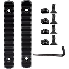 2 Pack Aluminum Picatinny Accessory Rail Set for MLOK 13 13 Slots T-Nuts & Screws Allen Wrench Black